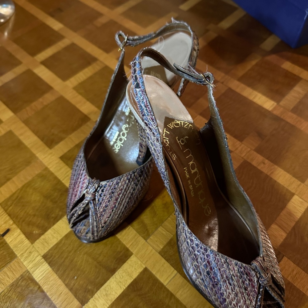 Stuart Weitzman Painted Snakeskin Heels
